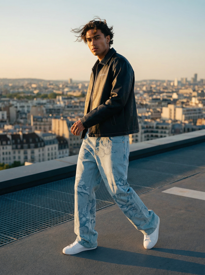 AMOUR WASHED BAGGY JEANS
