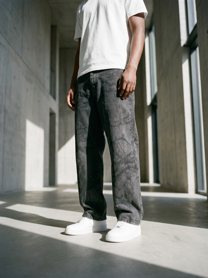 AMOUR WASHED BAGGY JEANS