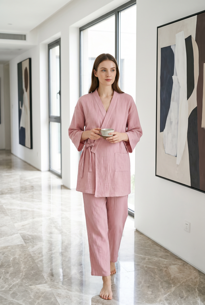 The Yoake Kimono Set — 100% Cotton Pajamas