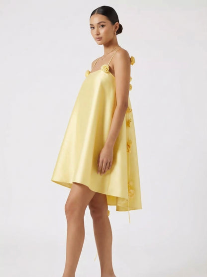 ROSETTE HIGH-LOW MINI DRESS