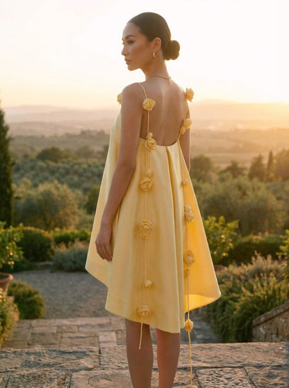 ROSETTE HIGH-LOW MINI DRESS