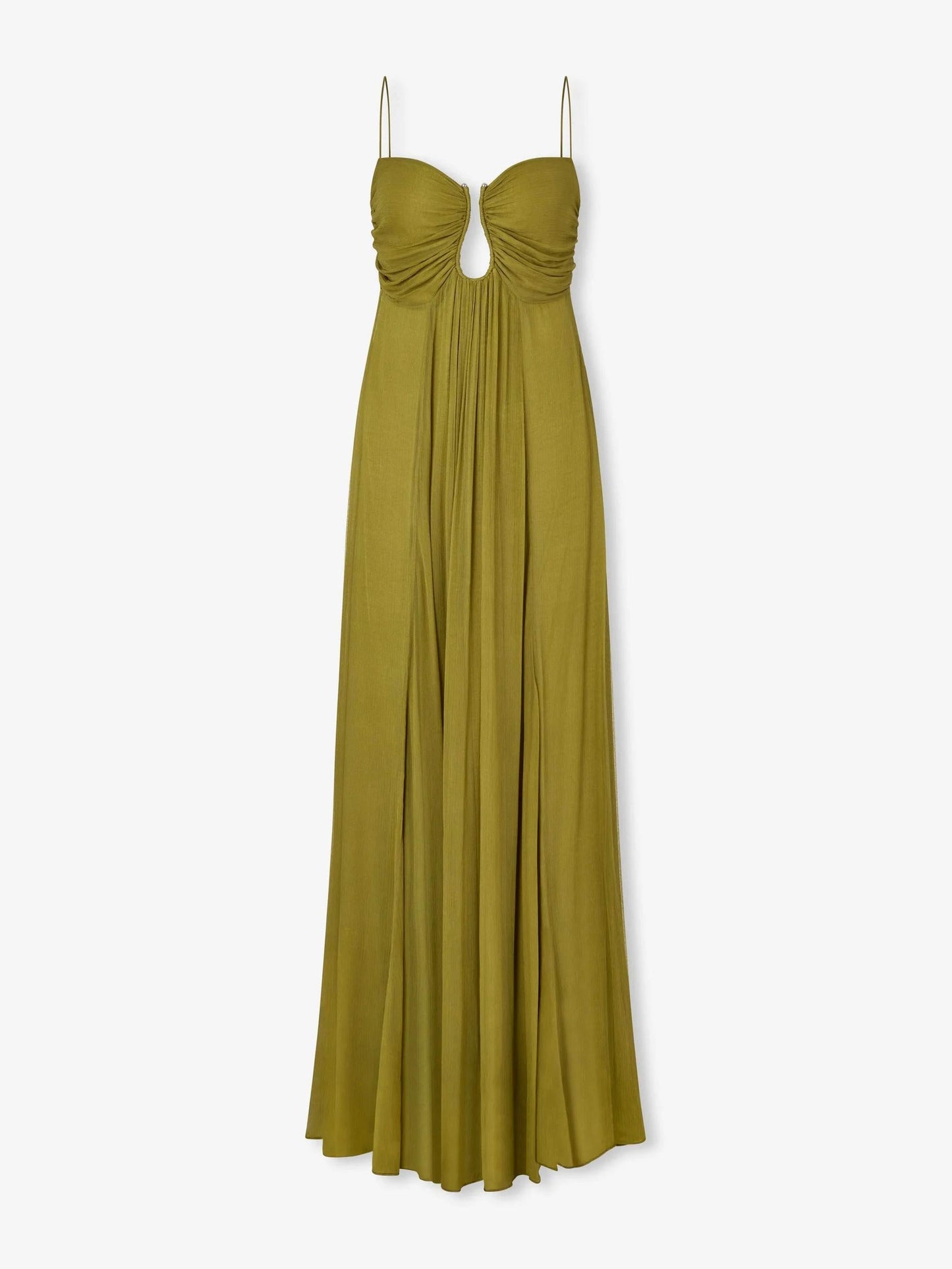 Green evening gown on a white background