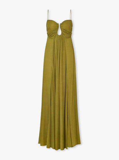 Green evening gown on a white background