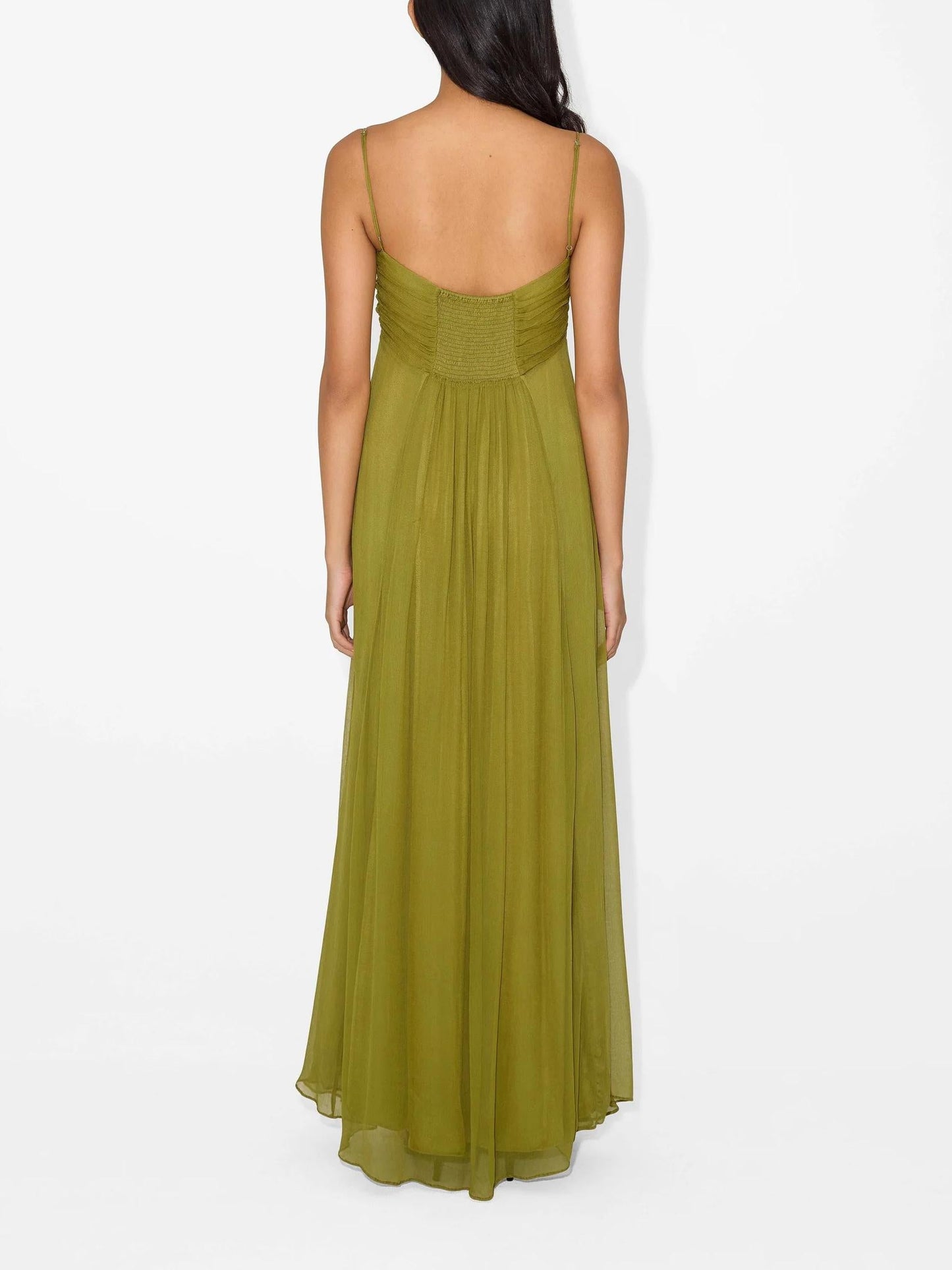 Green evening gown on a white background