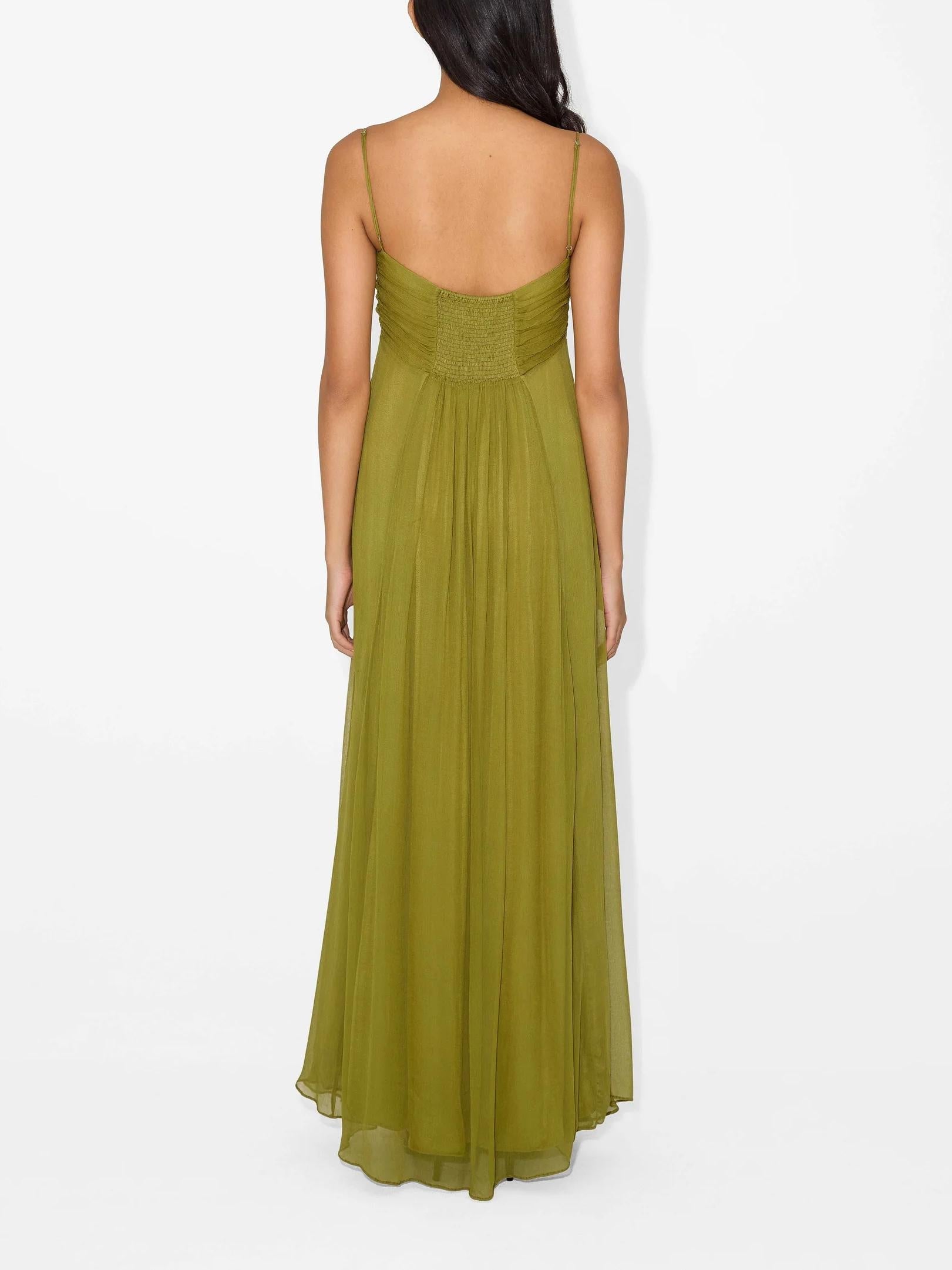 Green evening gown on a white background