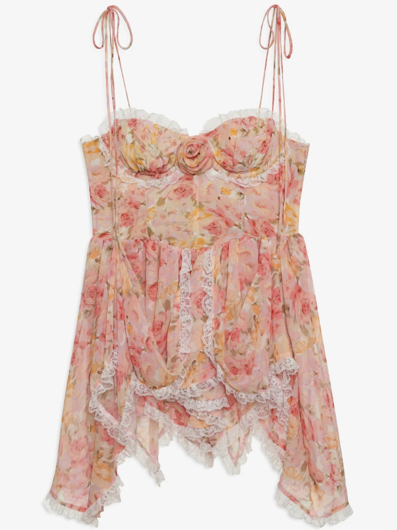 Floral lace top on a white background