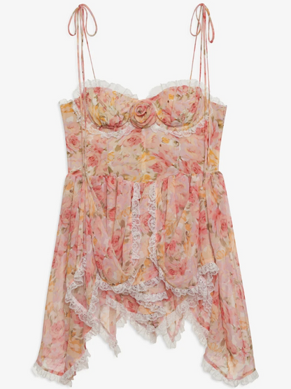 Floral lace top on a white background