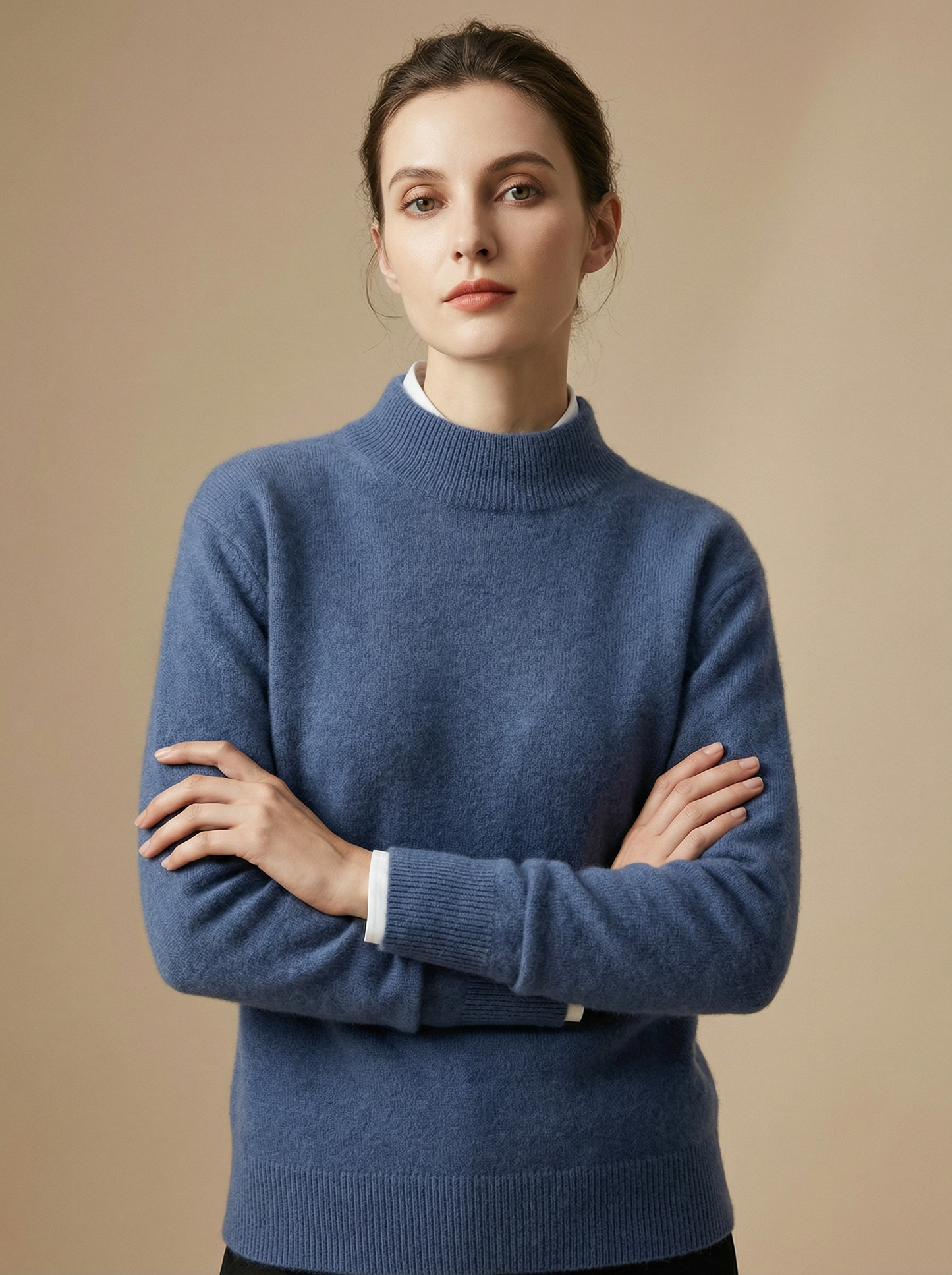 ROWAN CASHMERE SEMI-TURTLENECK SWEATER