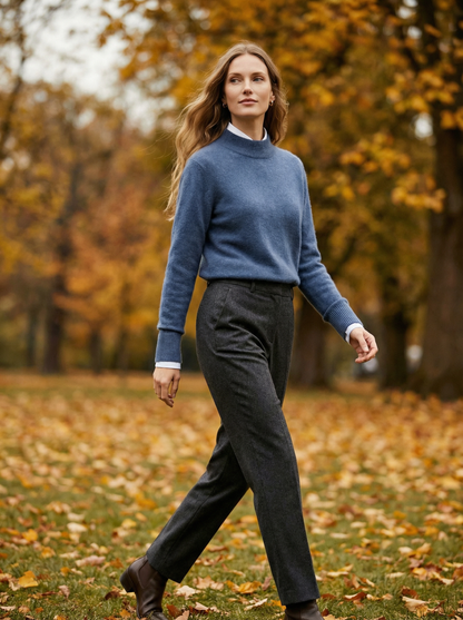 ROWAN CASHMERE SEMI-TURTLENECK SWEATER