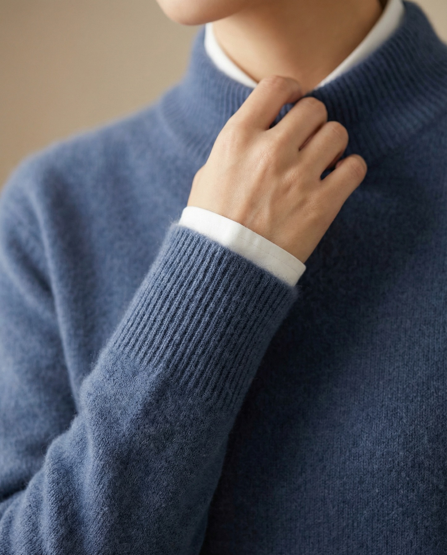 ROWAN CASHMERE SEMI-TURTLENECK SWEATER