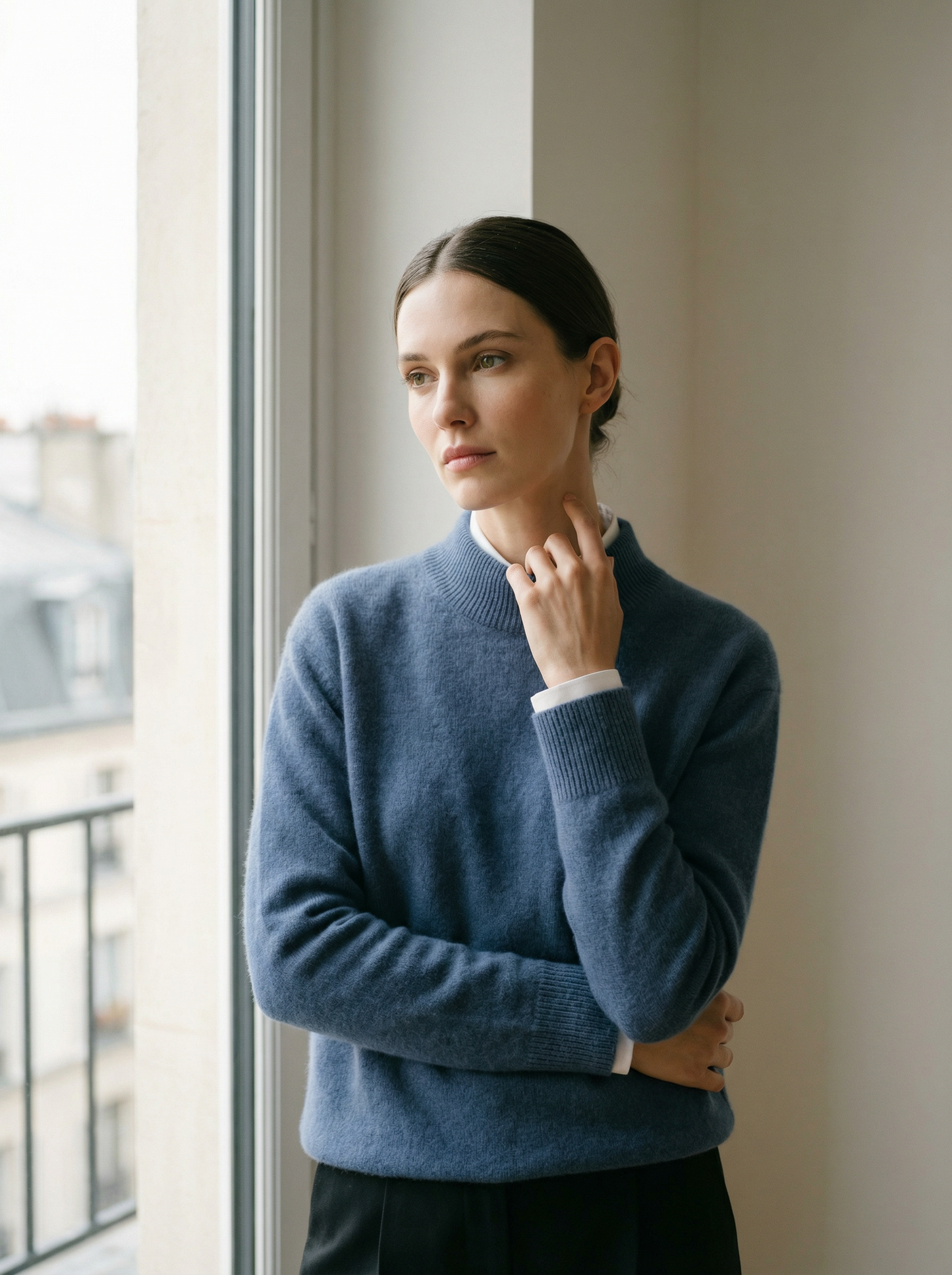 ROWAN CASHMERE SEMI-TURTLENECK SWEATER