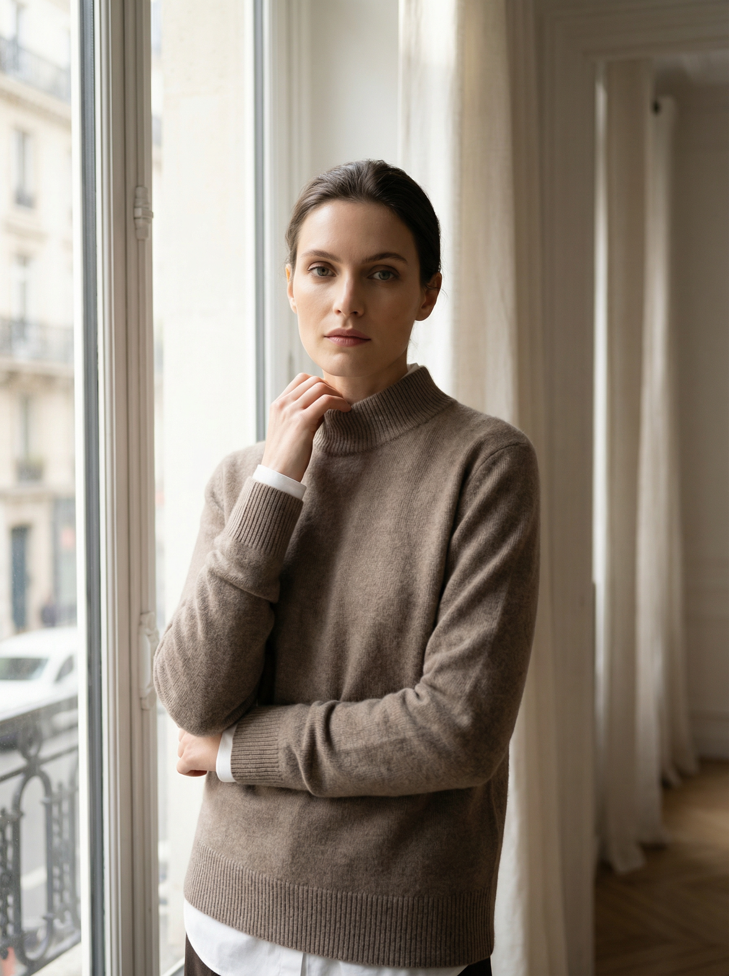 ROWAN CASHMERE SEMI-TURTLENECK SWEATER