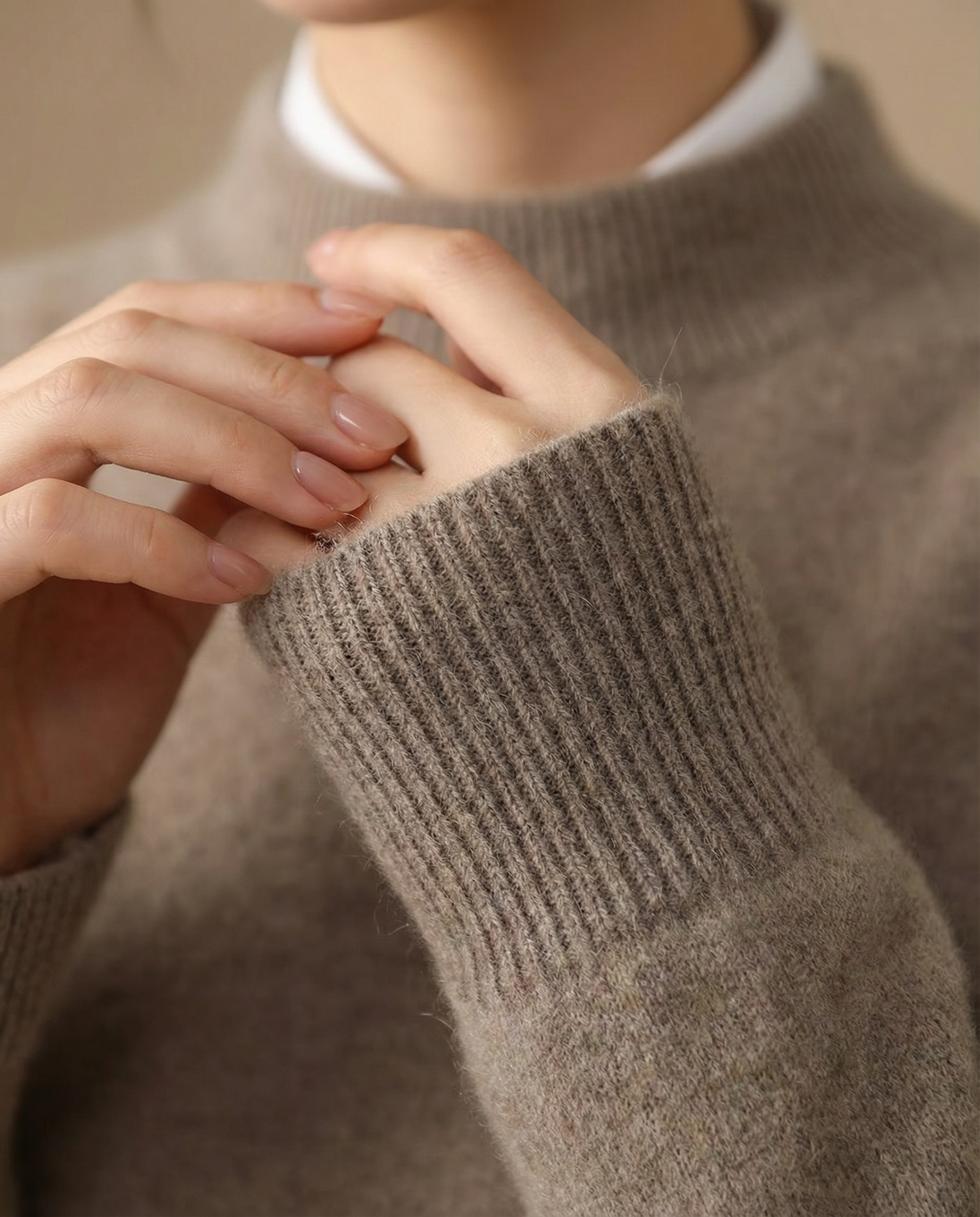 ROWAN CASHMERE SEMI-TURTLENECK SWEATER