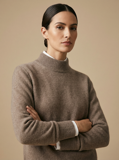 ROWAN CASHMERE SEMI-TURTLENECK SWEATER