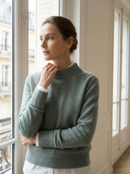 ROWAN CASHMERE SEMI-TURTLENECK SWEATER