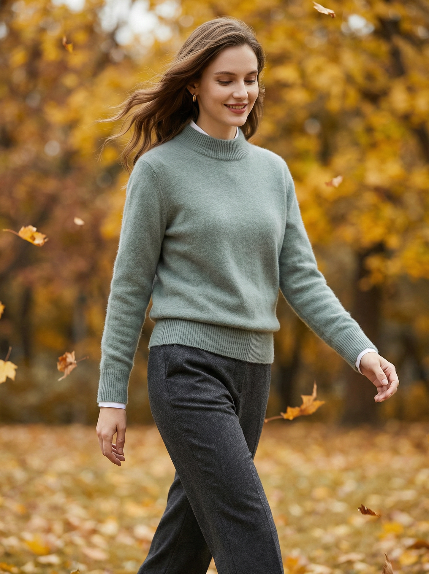 ROWAN CASHMERE SEMI-TURTLENECK SWEATER