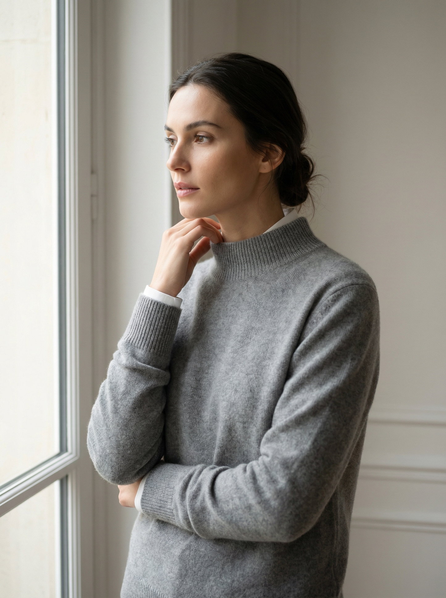 ROWAN CASHMERE SEMI-TURTLENECK SWEATER