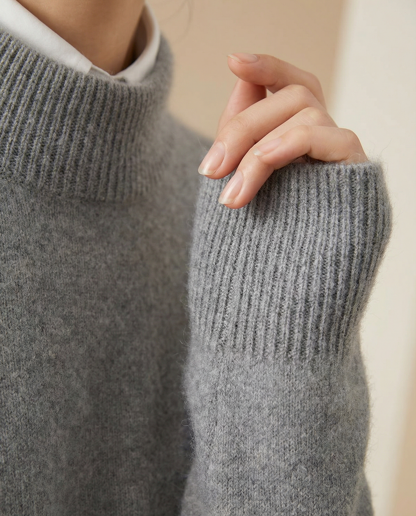 ROWAN CASHMERE SEMI-TURTLENECK SWEATER