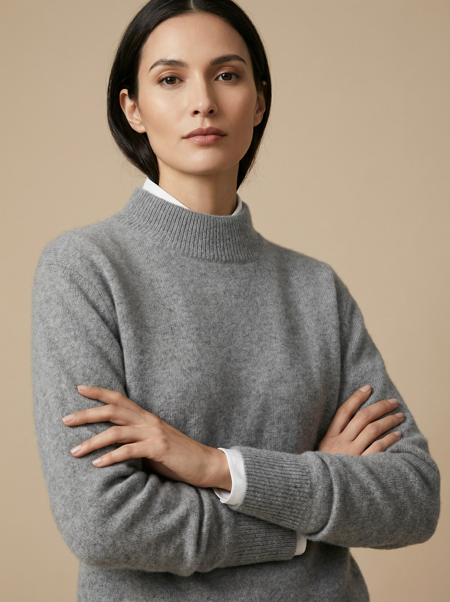 ROWAN CASHMERE SEMI-TURTLENECK SWEATER