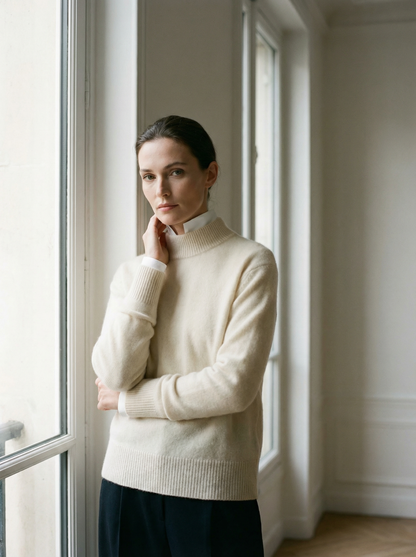 ROWAN CASHMERE SEMI-TURTLENECK SWEATER