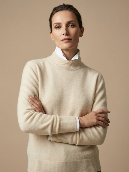 ROWAN CASHMERE SEMI-TURTLENECK SWEATER