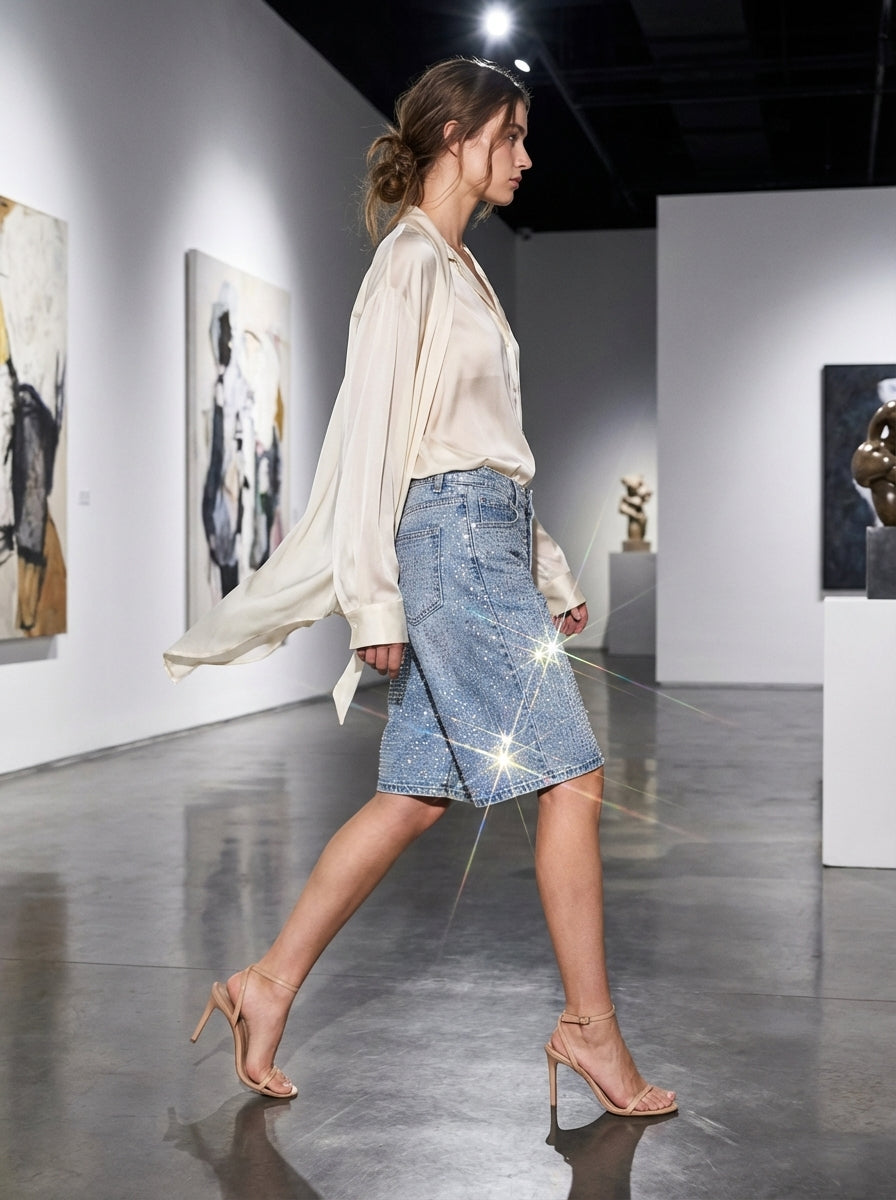 STARLIGHT CRYSTAL DENIM SHORTS
