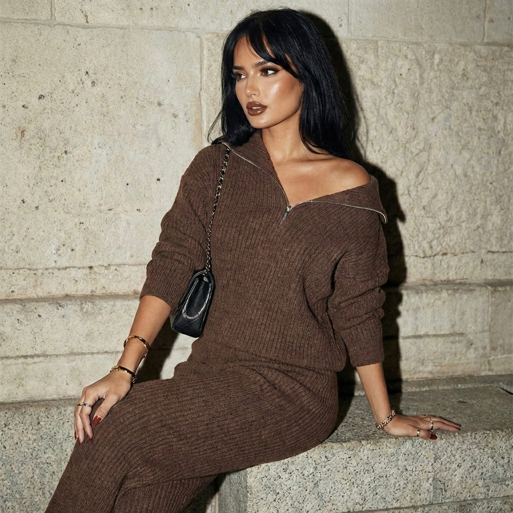 The Signature Ribbed Quarter-Zip Set