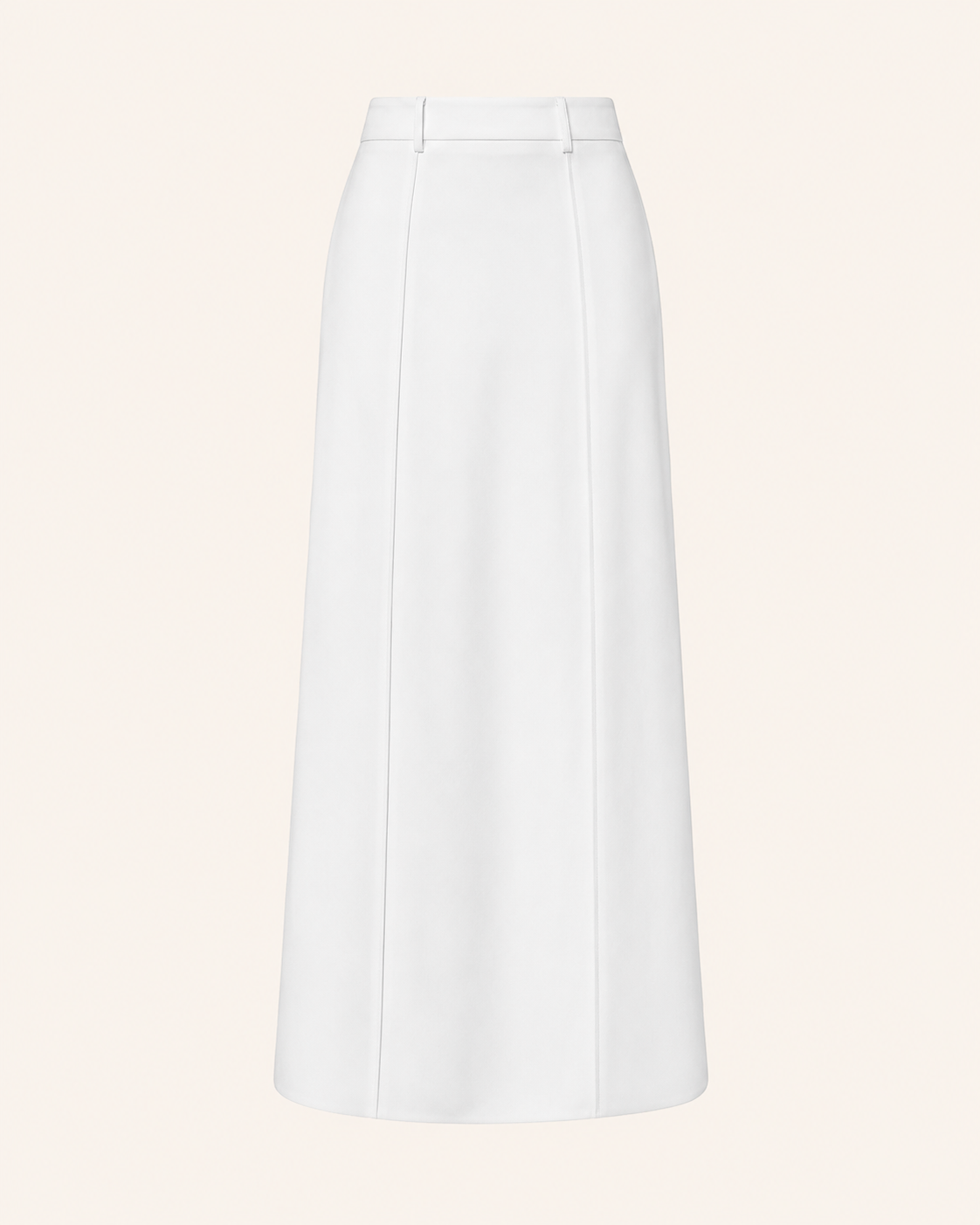 White Alice skirt isolated product view showing front seams and waistband.