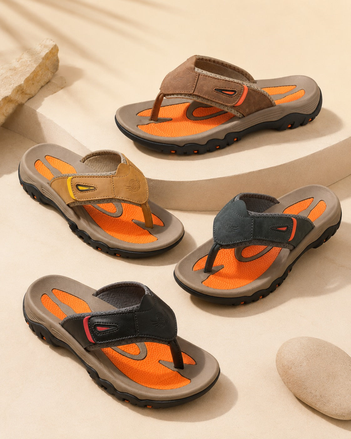 Sorrento Leather Sandals shown in Brown, Black, Camel and Gray colour options