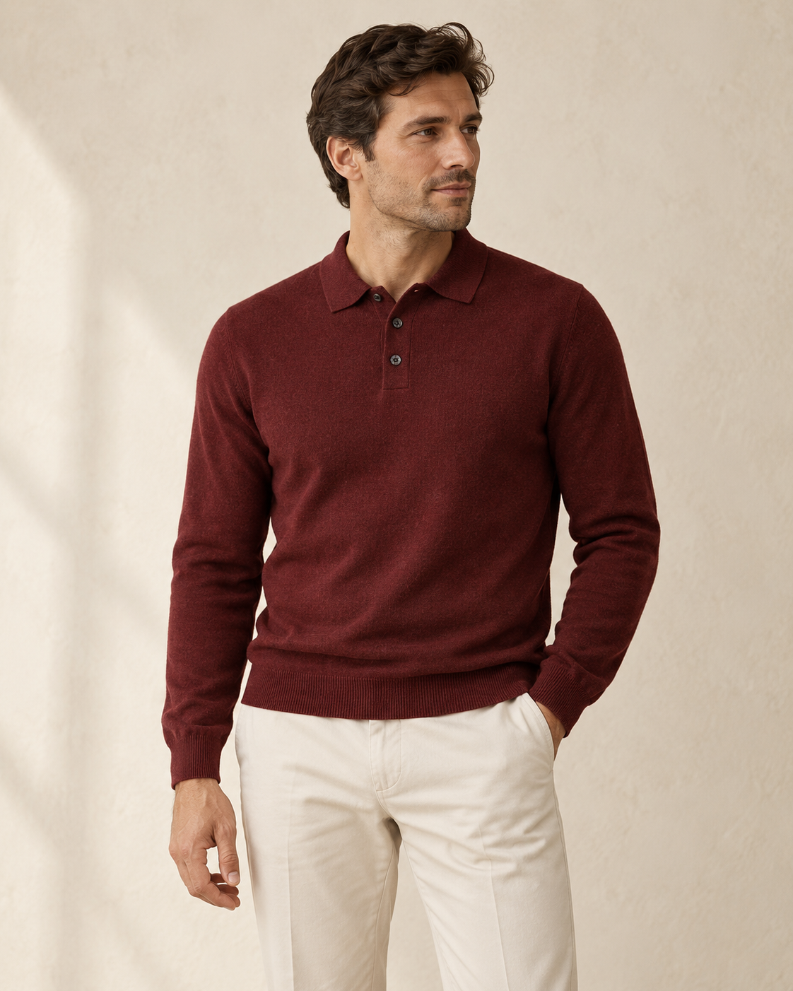 Long Sleeve Knitted Polo — styled view